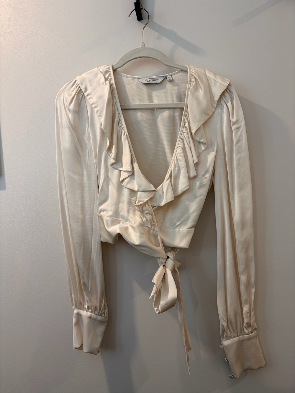 & Other Stories Cream Satin Button-Cuff Blouse